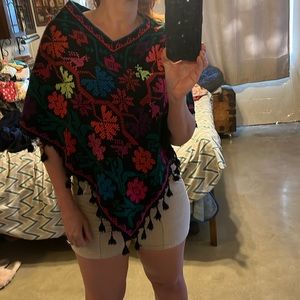 Handmade Oaxacan wool pancho